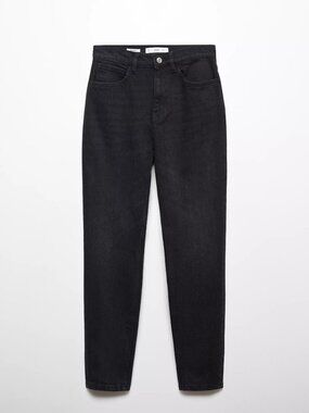 Mango Regina Mom Jeans Washed Black High Rise Tapered US 4 EUR 36